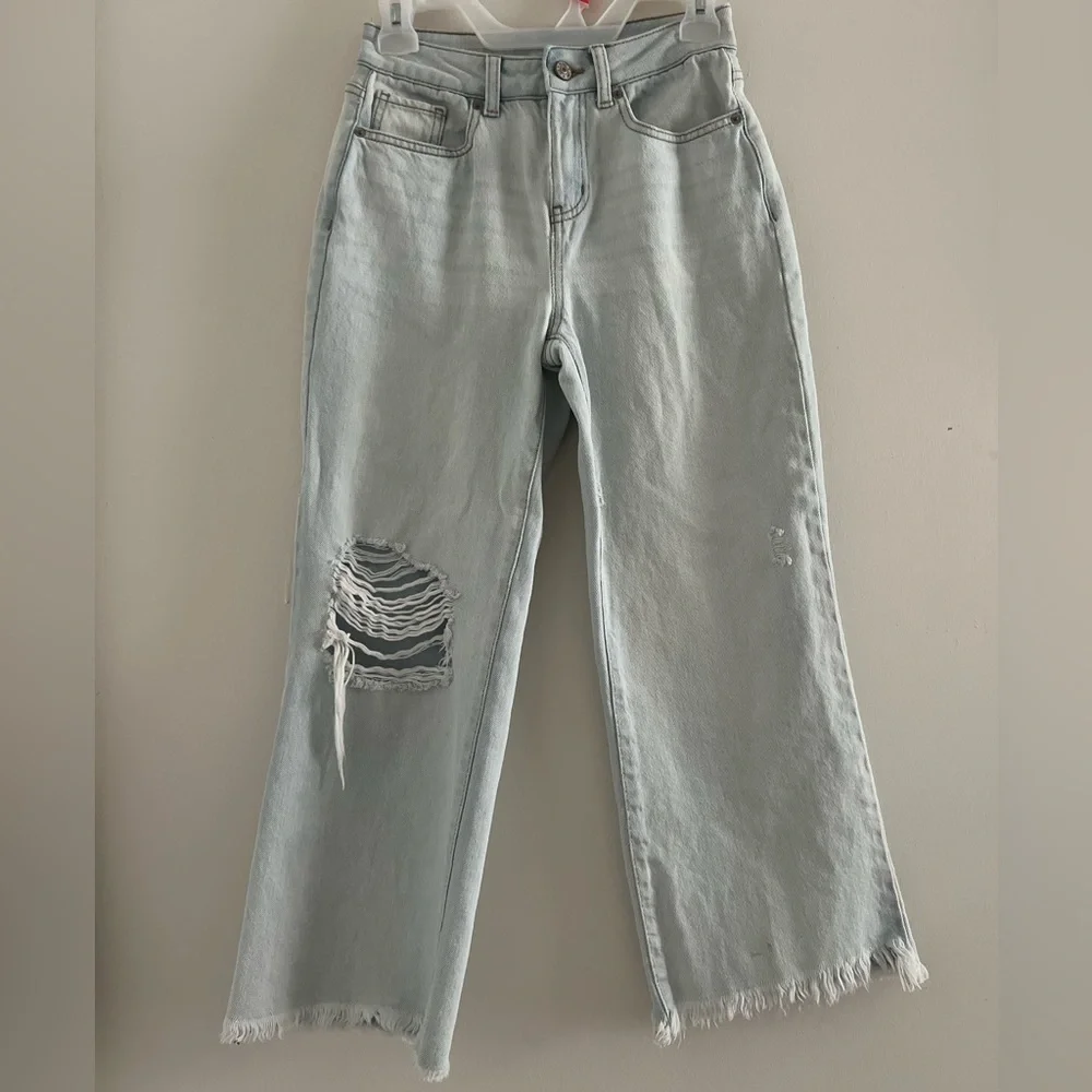 Rewash Wide Leg Cropped Light Wash Denim Sz 0/24 - Picture 1 of 4